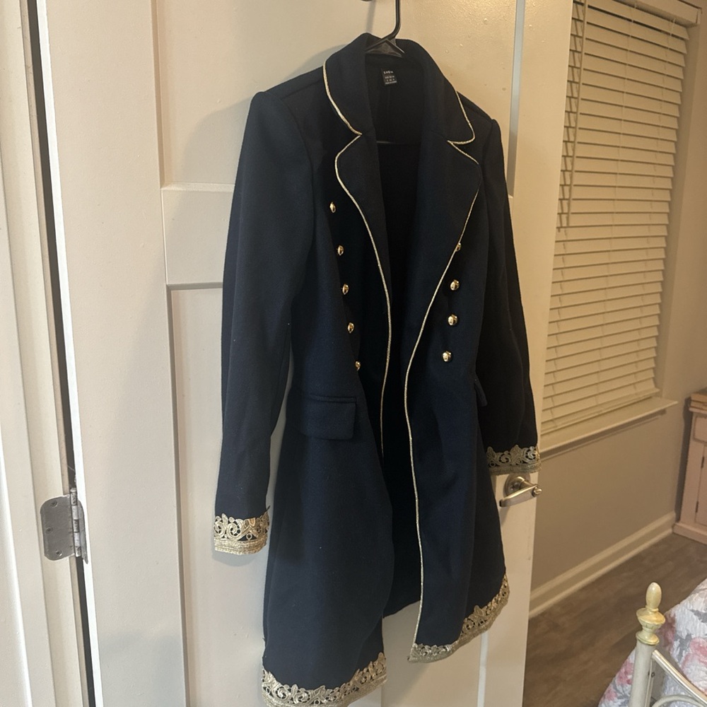 SHEIN Navy Blazer with Gold Detailing